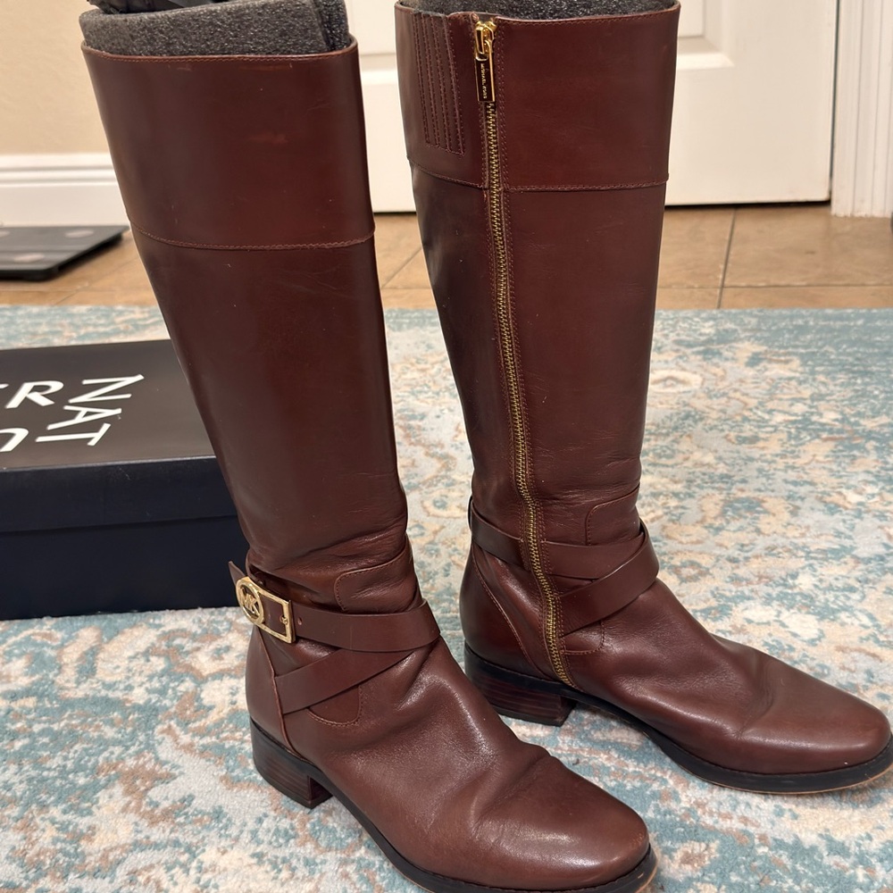 Brown Leather Knee-High Boots